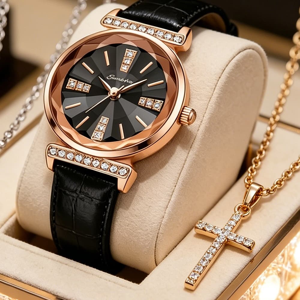 Relógio Feminino Quartzo Moda Elegante Aço Inoxidável À Prova d’Água Casual Presente Acess.Elegante