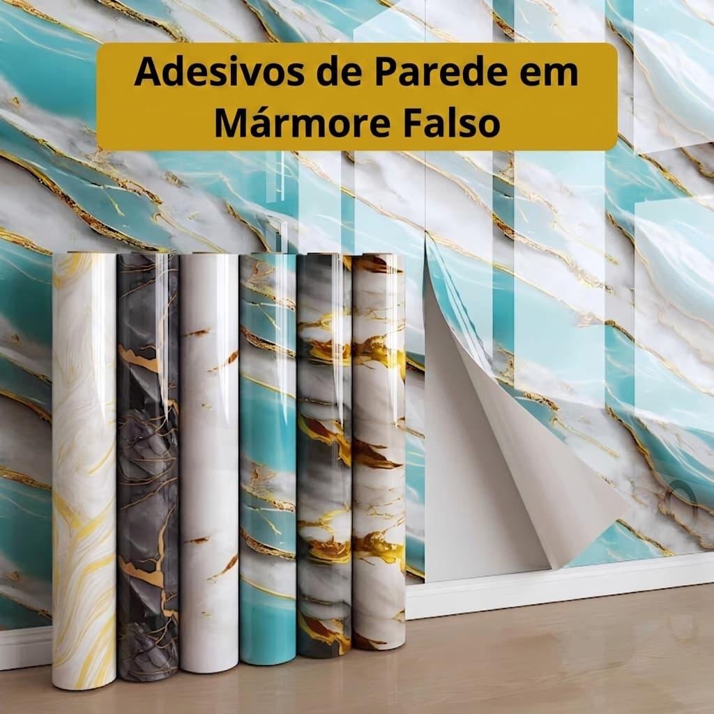 Painel Placa Flexível Efeito Mármore 3,00m x 0,60m Revestimento de Parede Sala Cozinha Lavabo