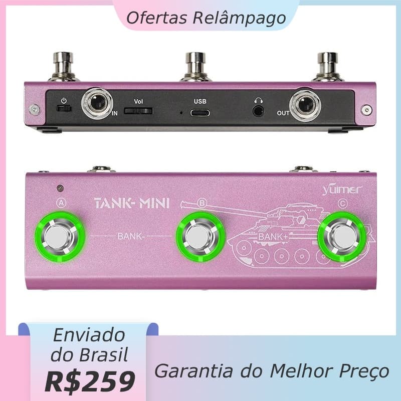 [Do Brasil] M-VAVE Yuimer TANK Mini Pedaleira Guitarra Baixo Multi-Efeitos Processador TANK-G Cube Baby Pedal de Efetor