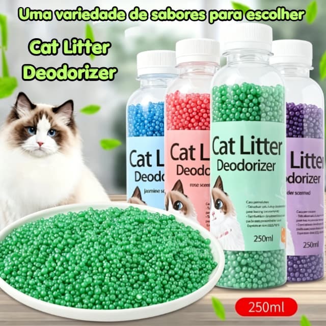 Três perfumes - bolinhas desodorizantes antiodor para areia de gato, eliminador de odores, tira cheiro, para gatos