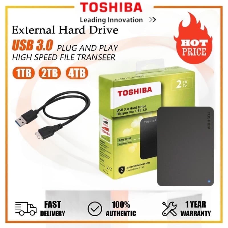 ⚡️ Toshiba⚡️ HD Externo Portable 1TB 2TB 4TB Disco rígido externo USB 3.0 Unidade De Disco Rígido Externo Hard Drive