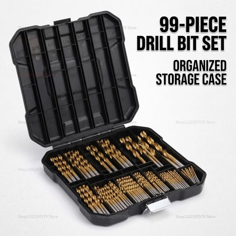 99 Pçs Conjunto De Brocas Titânio 1.5mm A 10mm Para Aço Madeira Plástico Metal Cobre Alumínio Com Caso Armazenamento Res