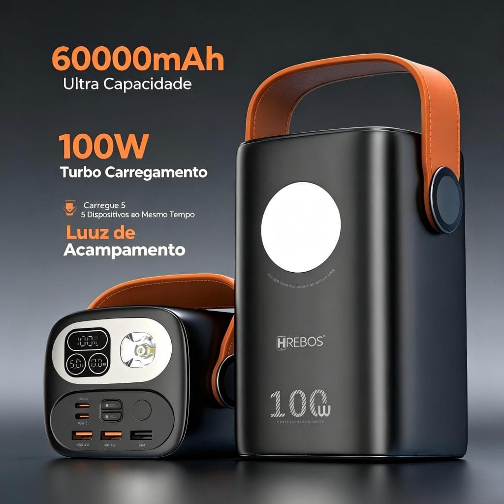 Carregador Portátil Power Bank 60000mAh 100W Ultra Rápido Premium Para Mini Starlink Notebook e Celulares