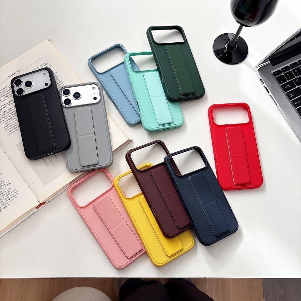 Alça De Pulso Kickstand Titular Silicone Caso Para iPhone 17 16 Pro Max Ar 16 Plus Capa