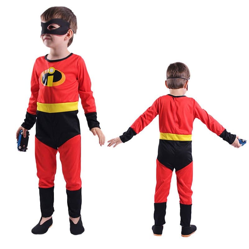 Macacão Infantil Os Incríveis 2 Conjunto 3 Peças - Fantasia Cosplay Halloween Super Herói para Festa Halloween e Apresen