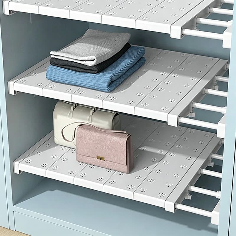 Prateleira Retrátil Ajustável 48-80cm Inox Branca - Organizador para Cozinha, Armário e Guarda-Roupa