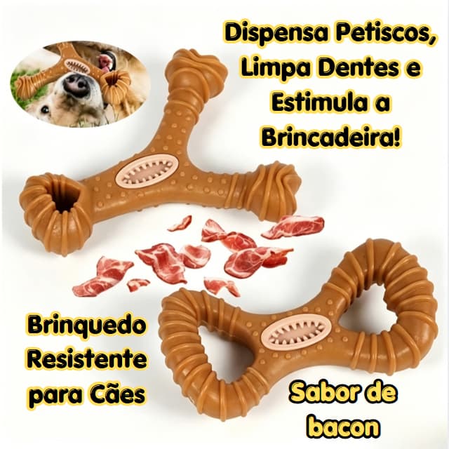 Anti-roer Brinquedo dental para cães de raças grandes - limpa os dentes - durável e resistente ao desgaste, sabor bacon.