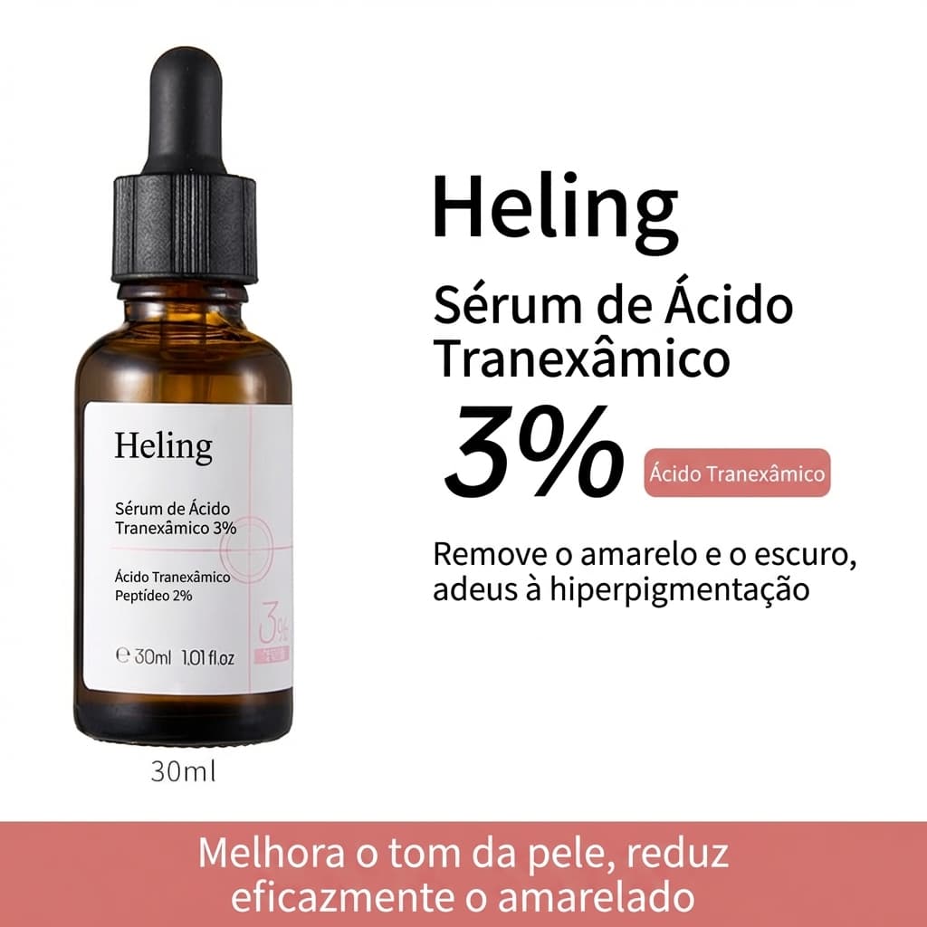 Sérum Facial Clareador com Ácido Tranexâmico 3% e Niacinamida Para Uniformizar e Iluminar a Pele