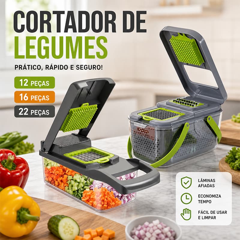 Cortador 22 em 1 Multifuncional Lâminas em Aço Inoxidável | Fatiador para Legumes e Frutas