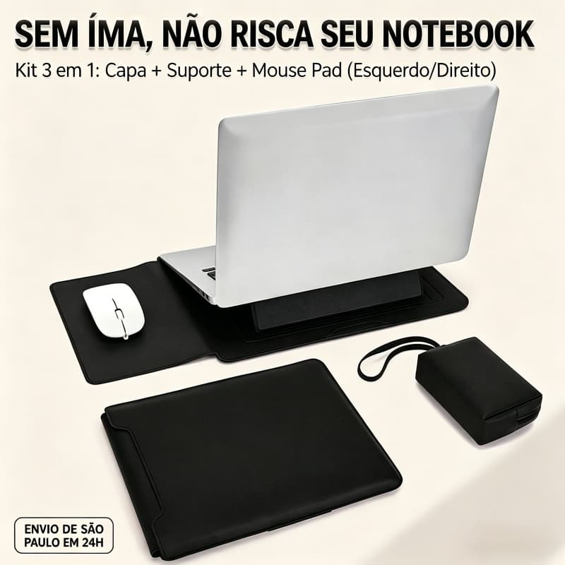 Capa para Notebook de Couro PU Macia, Bolsa Protetora para Macbook Air Pro 13,3 e 15-16,2 Polegadas