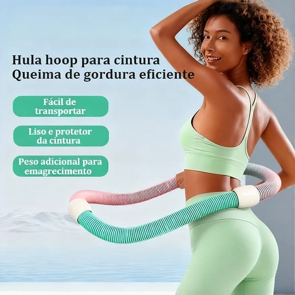 1.5kg Aro Hula Hoop Dobrável Fitness – Queima Gordura Cintura e Abdômen, Silencioso PVC Peso para Exercícios