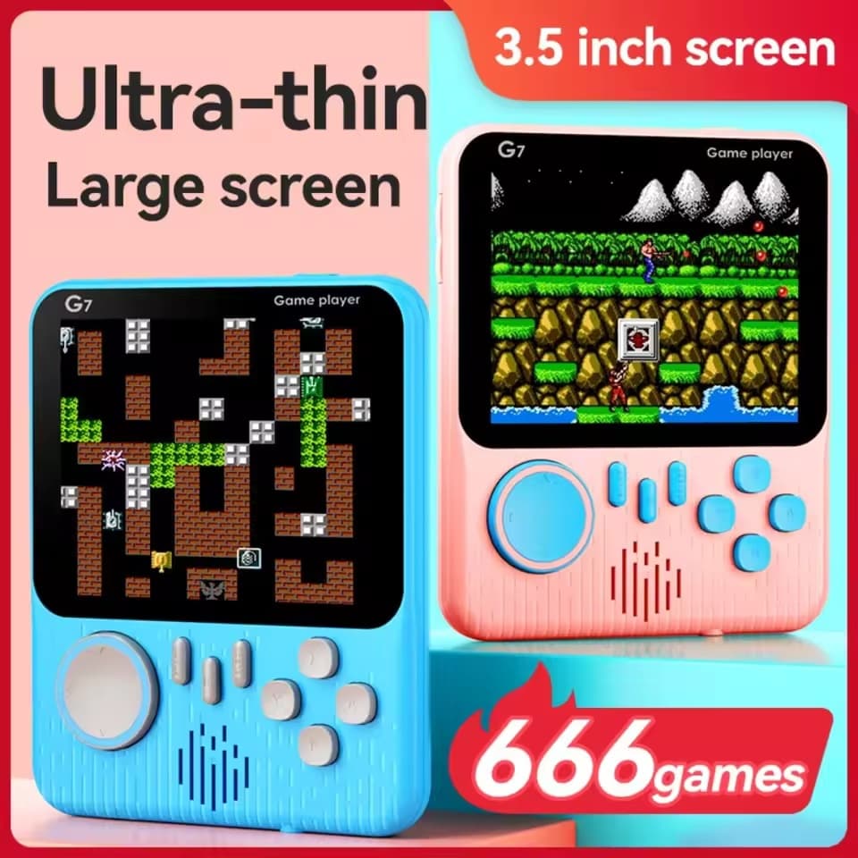 Console De Jogos Portátil Retrô G7 , LCD De 3.5 Polegadas , 666 Integrados , Cabo De Carregamento USB Saída AV