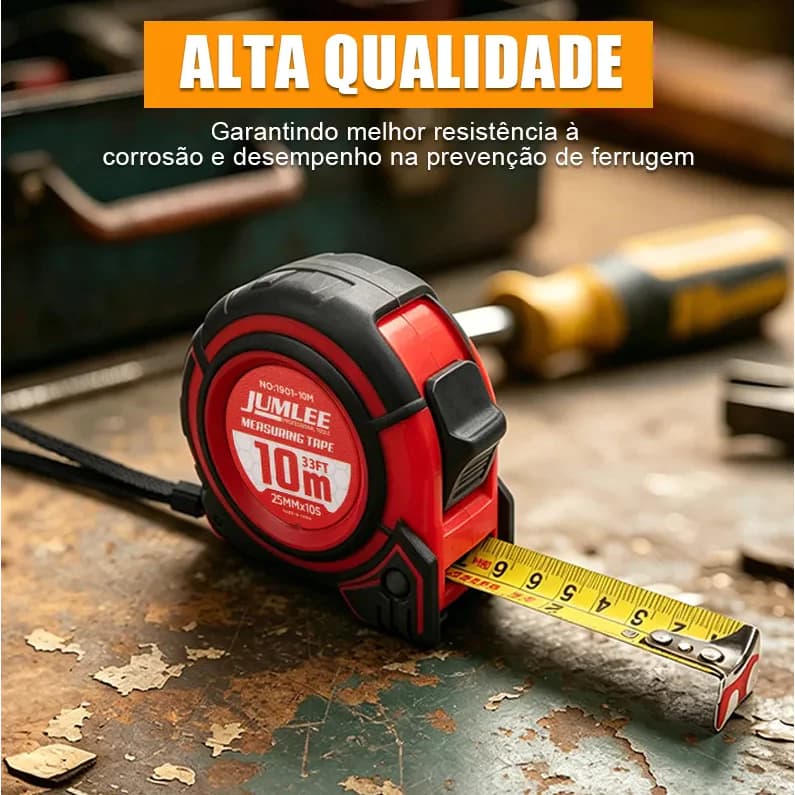 Fita Métrica Profissional JUMLEE De 10 Metros Com Trava Automática