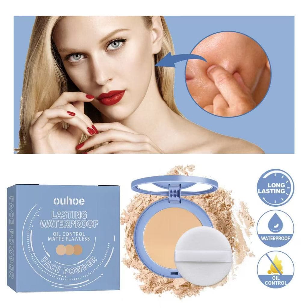 Pó Facial Matificante, Pó Compacto  Controle De Óleo Maquilhagem De Longa Duração