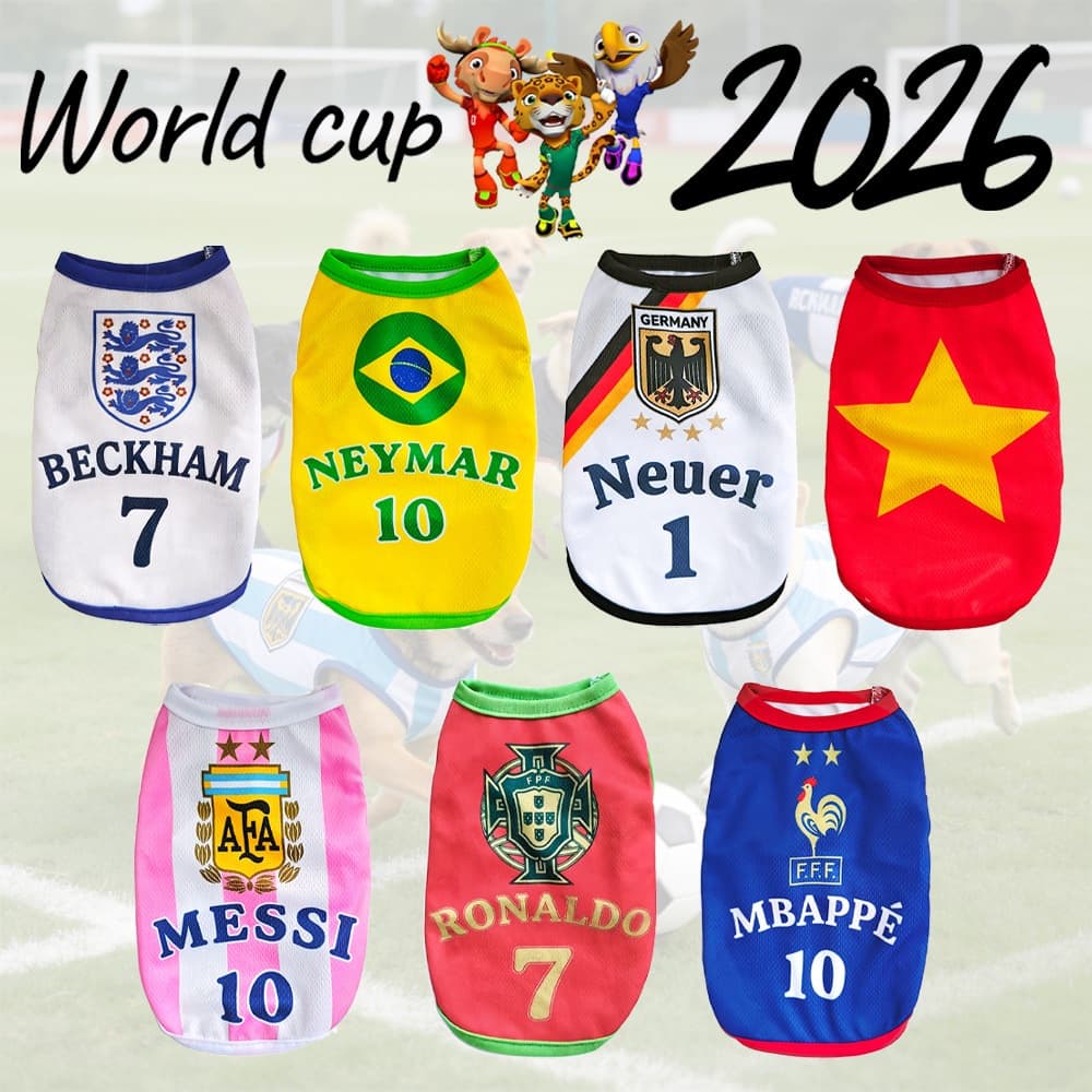 Camisa De Futebol Para Animais De Estimação Da Copa Do Mundo 2026 Messi Ronaldo Neymar Cachorro Gato Colete Esportivo Re