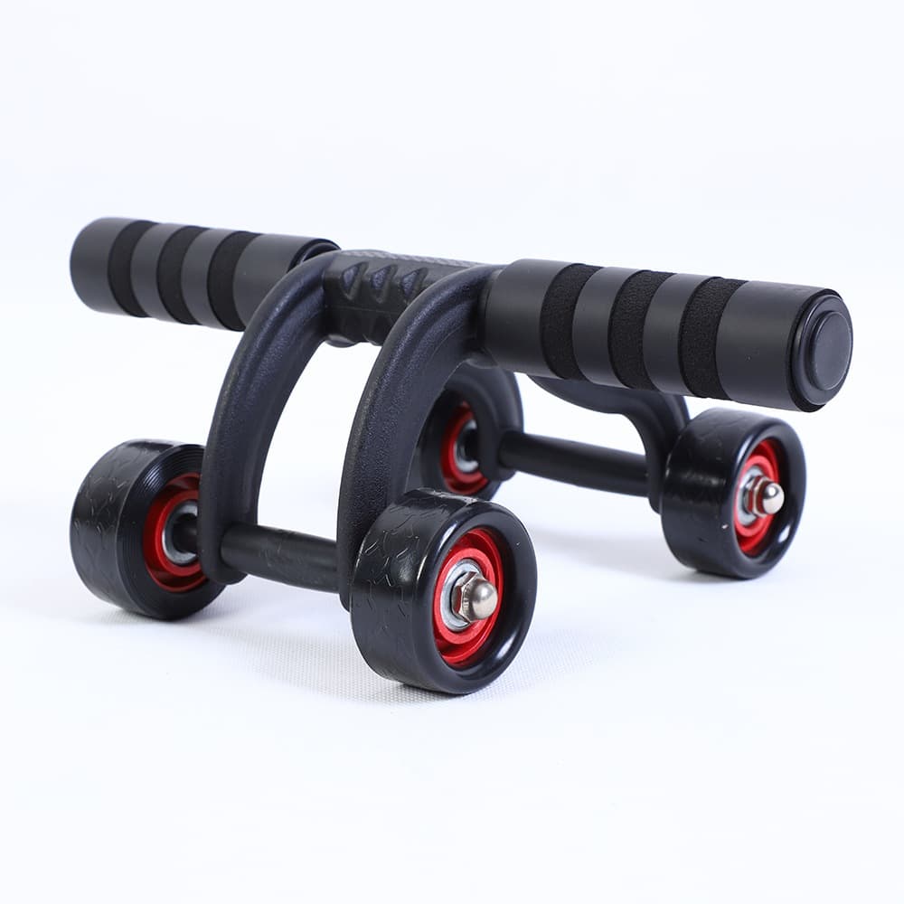 Roda aparelho Abdominal 4 Rodas Estilo Sapo com Almofada Joelhos e Freio - Preto Fitness Equipamento