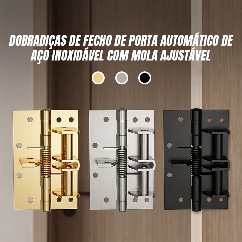 Dobradiças de Fecho de Porta Automático de Aço Inoxidável com Mola Ajustável