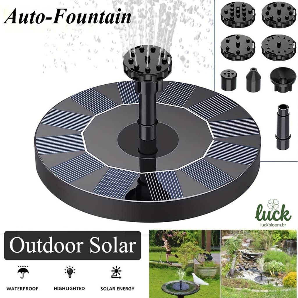 Fonte Solar Flutuante sem Bateria para Jardim e Terraço - Funcionamento Automático à Luz Solar