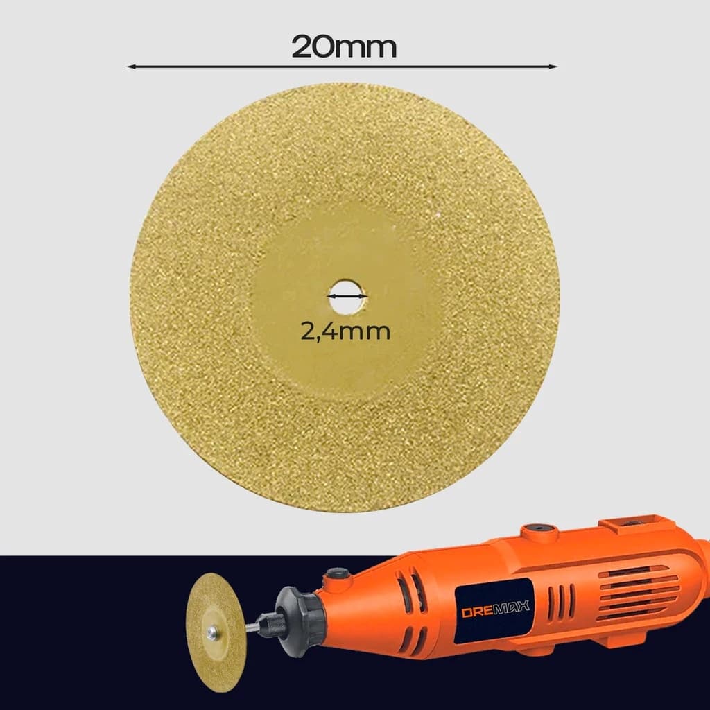 Jogo com 10 Discos de Corte 20mm Diamantado Titânio Dourado para Micro Retíficas Dremax is good