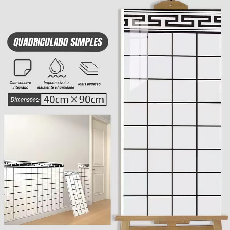10 peças 40x90cm imitação de azulejo de mármore padrão adesivo de parede autoadesivo