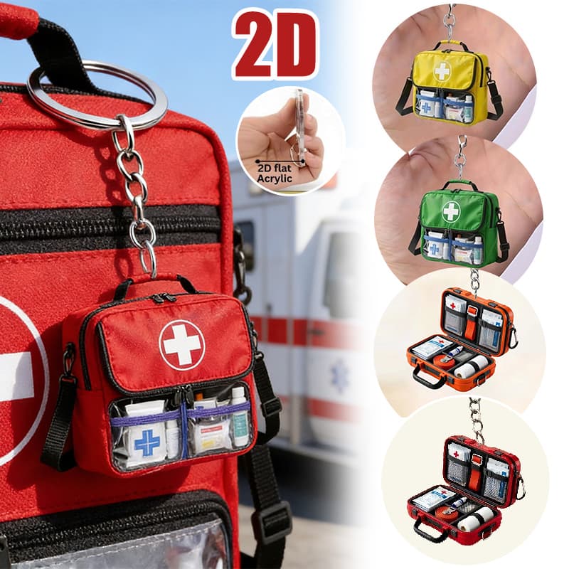 Kit De Primeiros Socorros 2D Chaveiro Acrílico Mini Bolsa Médica Pingente