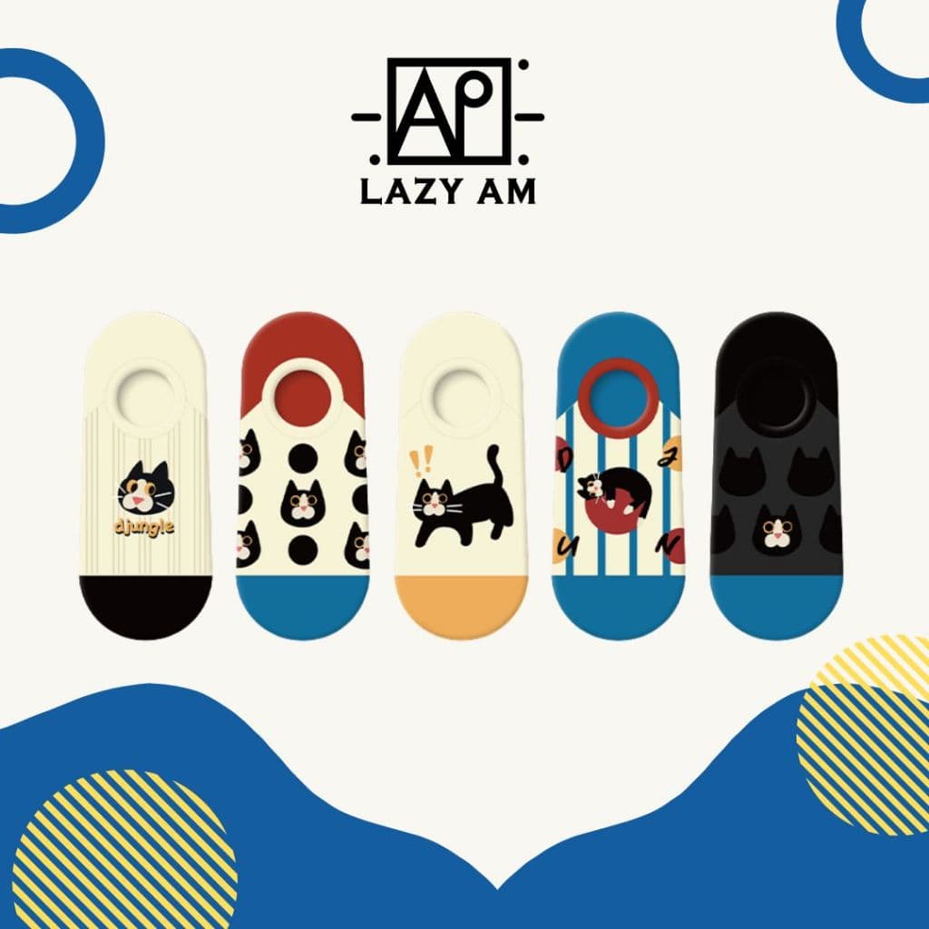 LAZYAM Meias Femininas Invisíveis Vaca e Gato Algodão Respirável Antiderrapantes