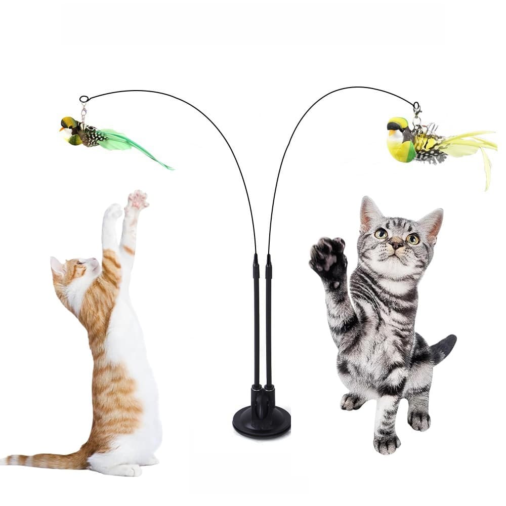 Varinha interativa para gatos, base de sucção antiderrapante e design de aperto de bloqueio duplo
