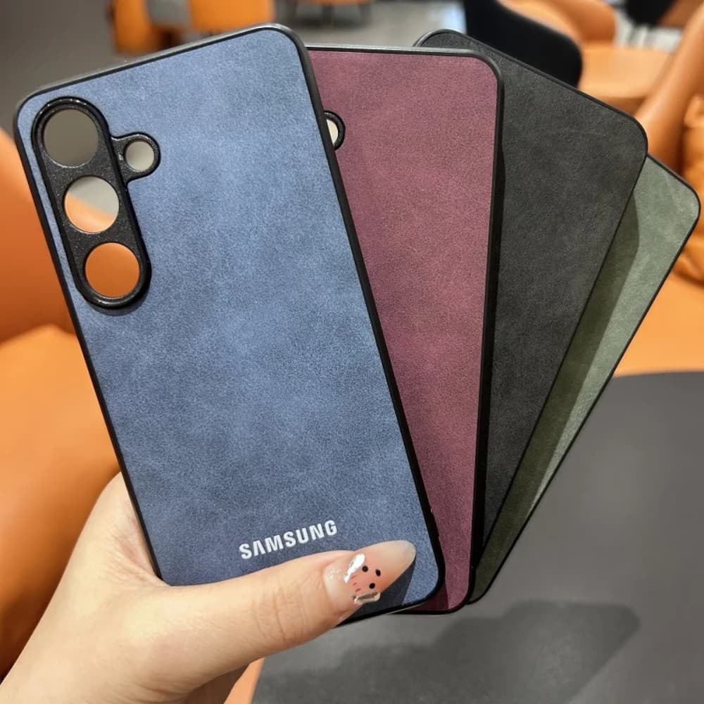 Para Samsung Galaxy A56 A55 A37 A36 A35 A26 A16 A15 A25 A17 5G Caso De Luxo Pele Carneiro Couro Escudo Simples Capa Cord