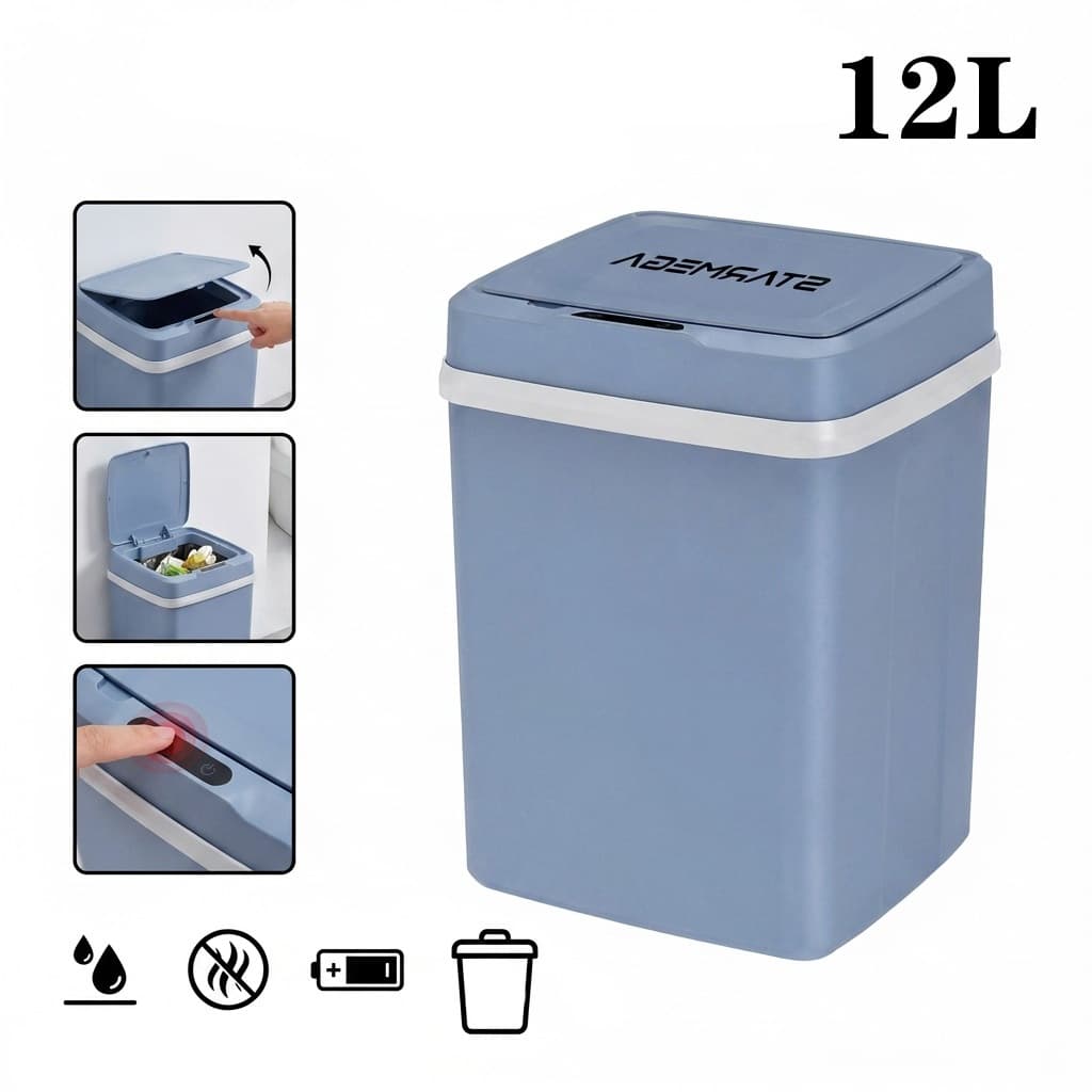 Lixeira Inteligente 12L Com Tampa Ativada Por Sensor E Controle De Odor Para Casa Escritório