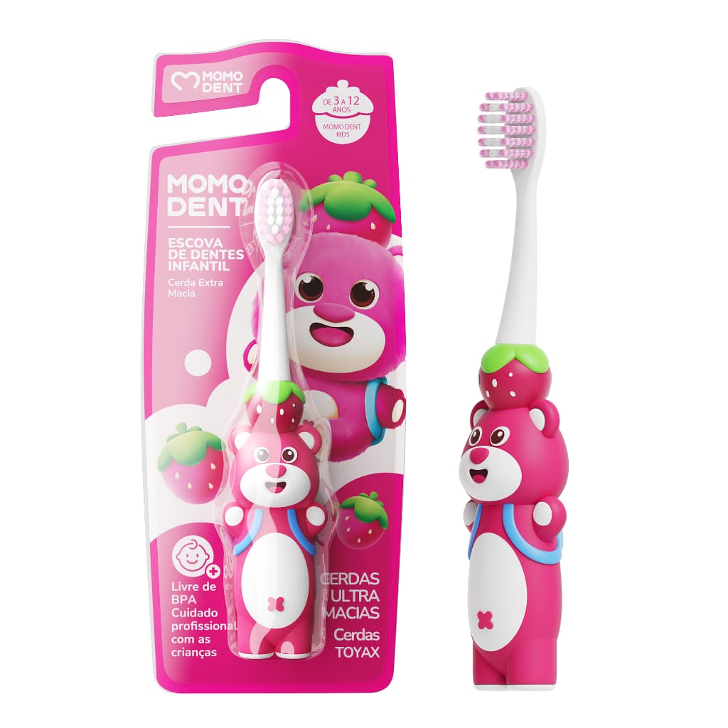[MOMO DENT Cute Pet Story] Escova de dentes infantil com proteção de gengivas de 3 a 12 anos | Estilo divertido estimula