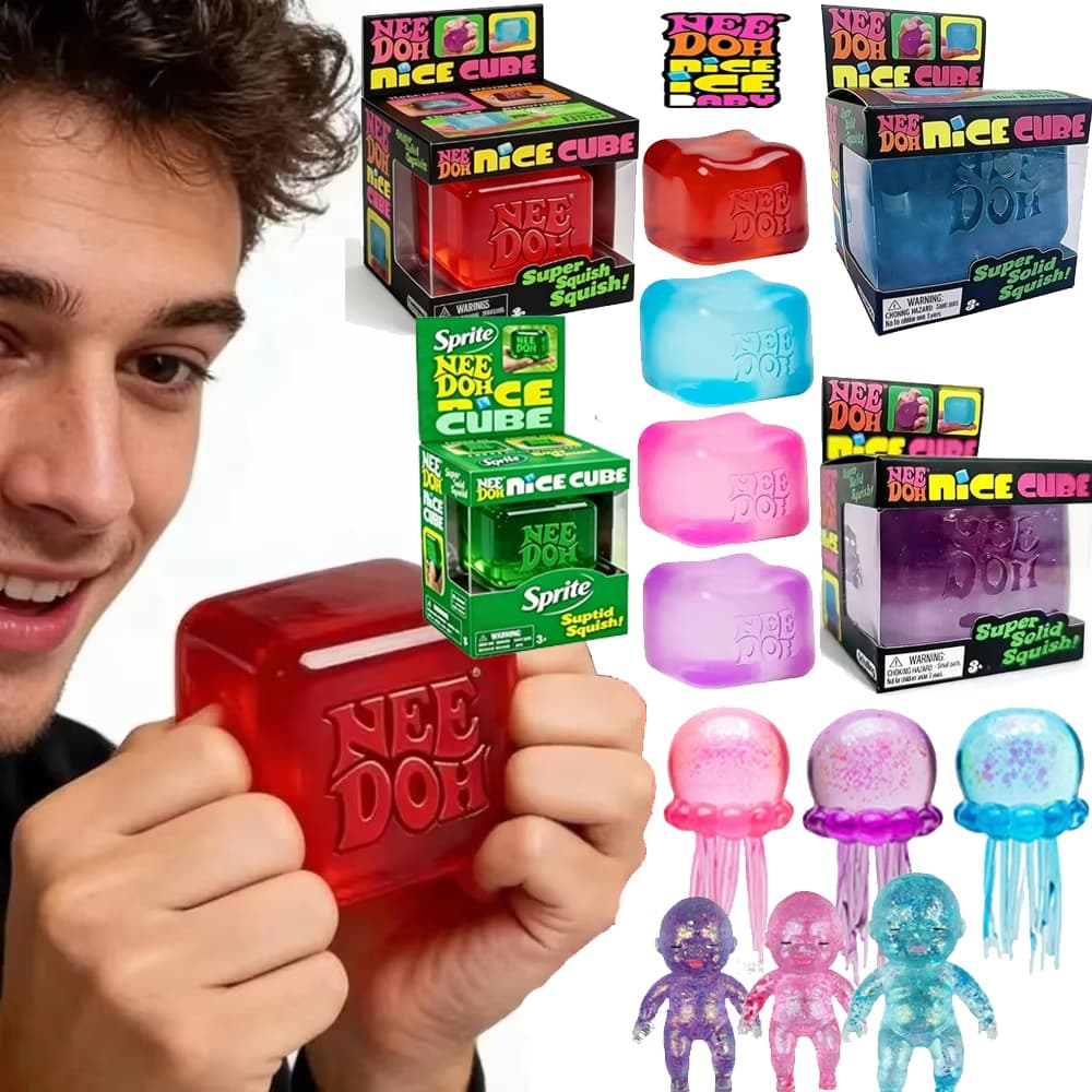 Brinquedo Anti Estresse Nice Cube & Água Viva - Squishy Apertar Sólido para Foco e Ansiedade - Brinquedo Sensorial para