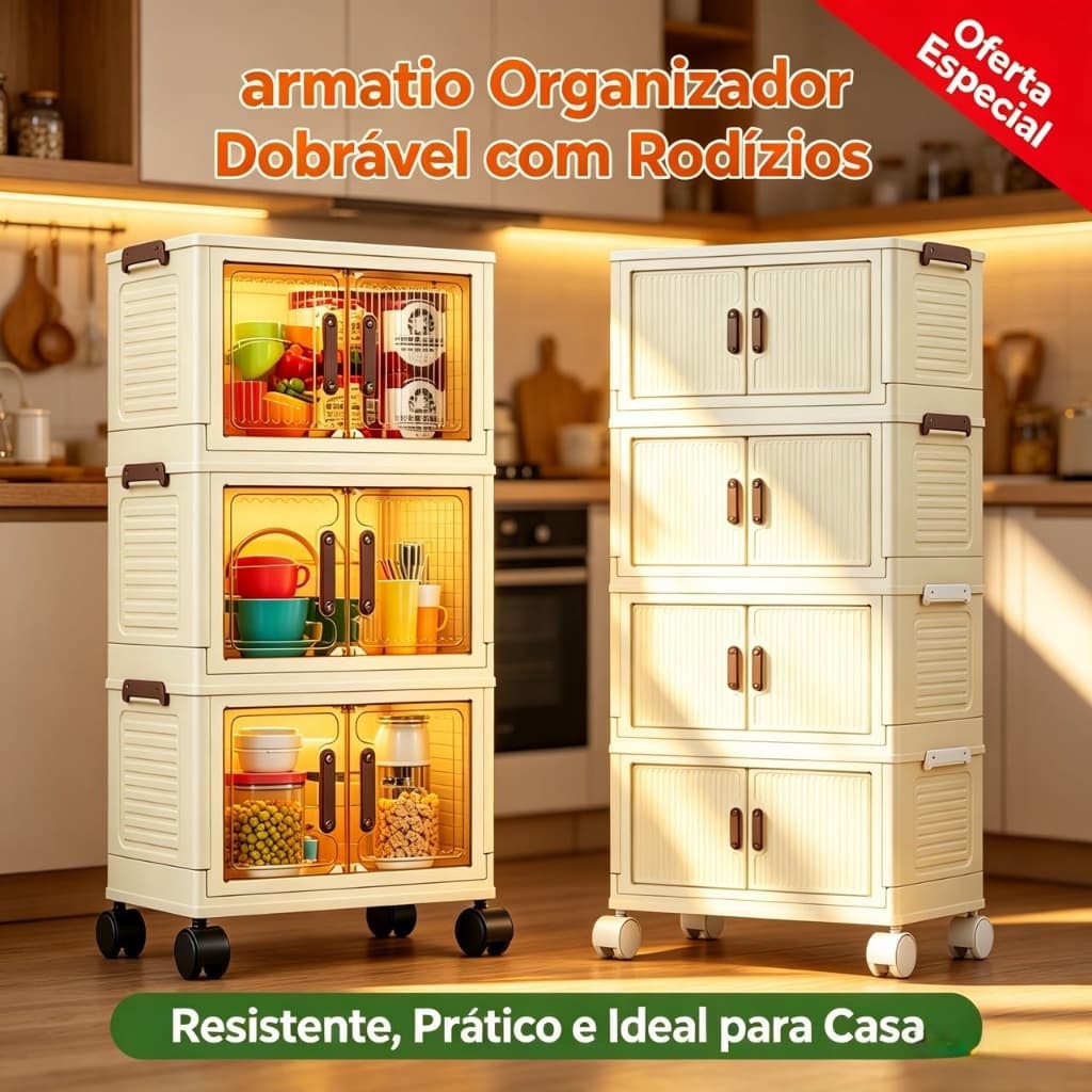 Armário De Armazenamento Dobrável Com Rodas , Durável Para Casa