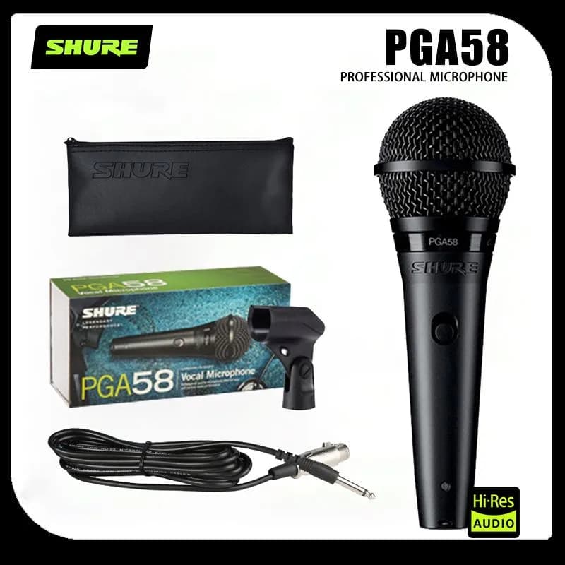 Microfone Voc Dinâmico Cardióide SHURE PGA58-LC Sem Cabo Incluído Na Caixa