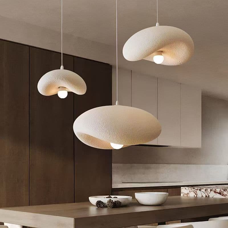 Luminária suspensa em formato de nuvem com superfície texturizada iluminação difusa sem ofuscamento