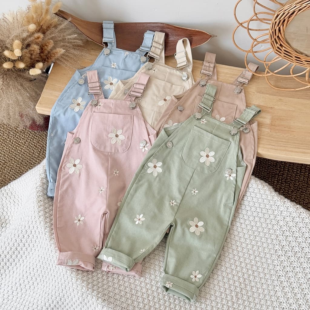 Novas Roupas De Bebê Azul Claro Requintado Flor Bordado Bonito Macacão Meninas Verão Casual Crianças