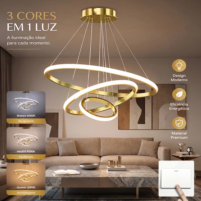 Luminária suspensa de teto LED em estilo nórdico para decoração moderna de salas de estar e cozinhas 3 Cores(110V-220V)