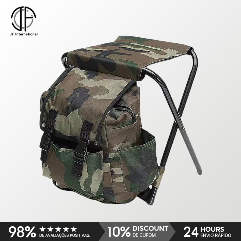 JF Cadeira De Pesca Dobrável Portátil Camping Ao Ar Livre Suporta 100kg Com Bolsa De Transporte Resistente