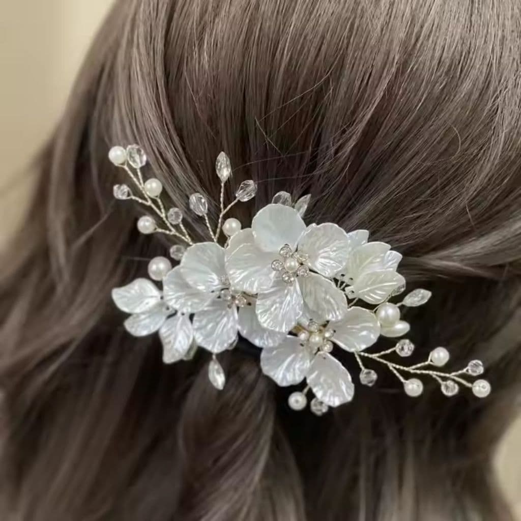 Arranjo de Cabelo Para Noiva Flor Debutante Madrinha Grinalda Noiva Enfeite Floral Pérola Casamento