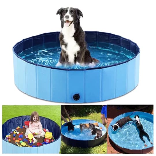 azul Piscina para cachorro 80 x 30 Dobravel em Pvc Antideslizante 120 litros para pets crianças infantil