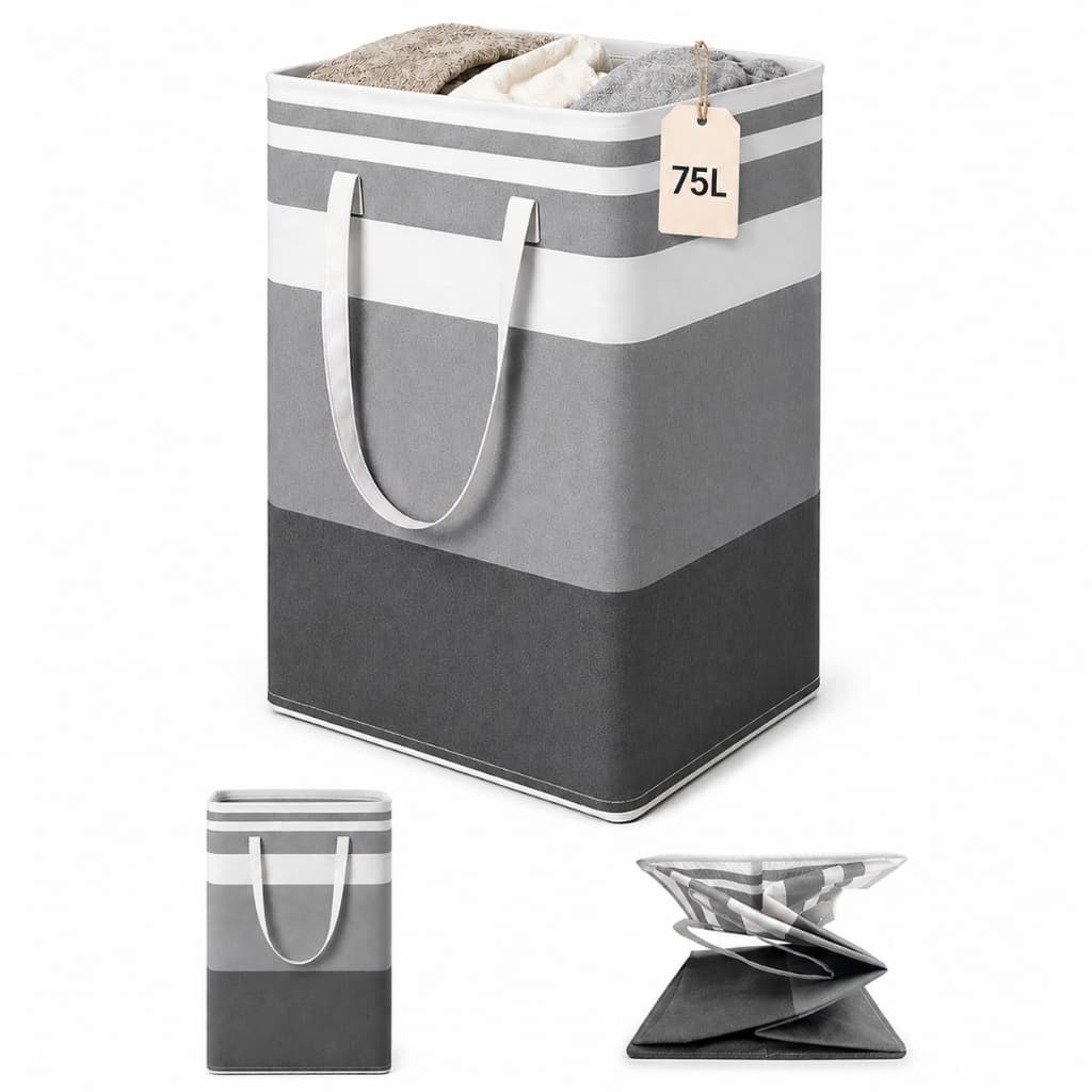 Cesta De Armazenamento Impermeável De Luxo 75L-Organizador De Roupas E Brinquedos De Tecido Premium Com Alças Ergonômica
