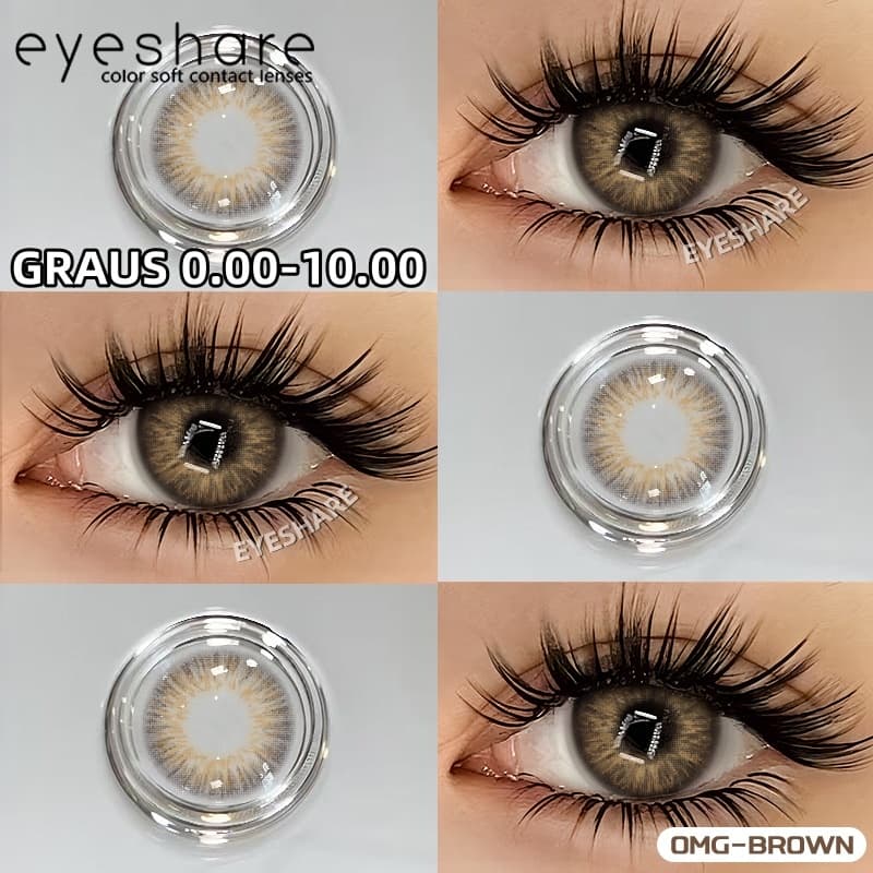 Lente De Grau EYESHARE OMG (0.00-10.00) 1 Par De Lentes De Contato De Miopia , Olhos Macios E Naturais , Contatos Anuais