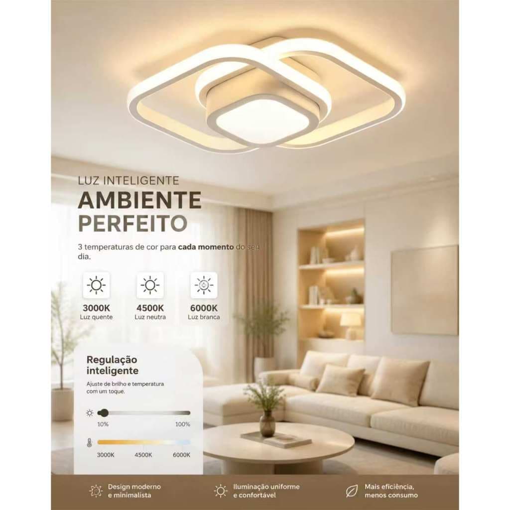 Plafon LED Moderno E Minimalista , Adequado Para Salas Quartos 3 Cores(110V-220V)