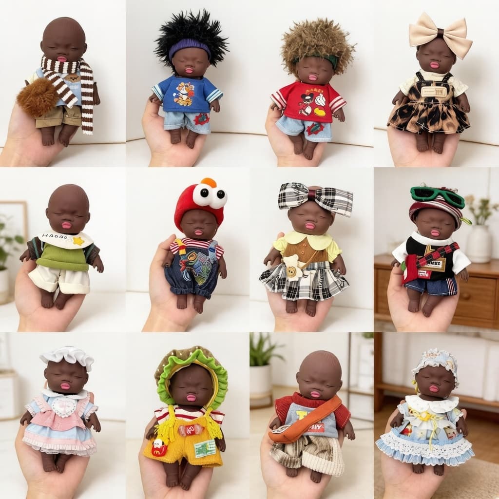 Roupas de boneca Natasha de 14 cm, substituição preta de roupas de bebê de 14 cm