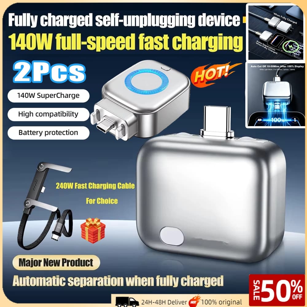 2 Unidades 140 W Type-C Smart Auto Stop Charging Separador Carregador Rápido Adaptador De Telefone Seccionador Físico De