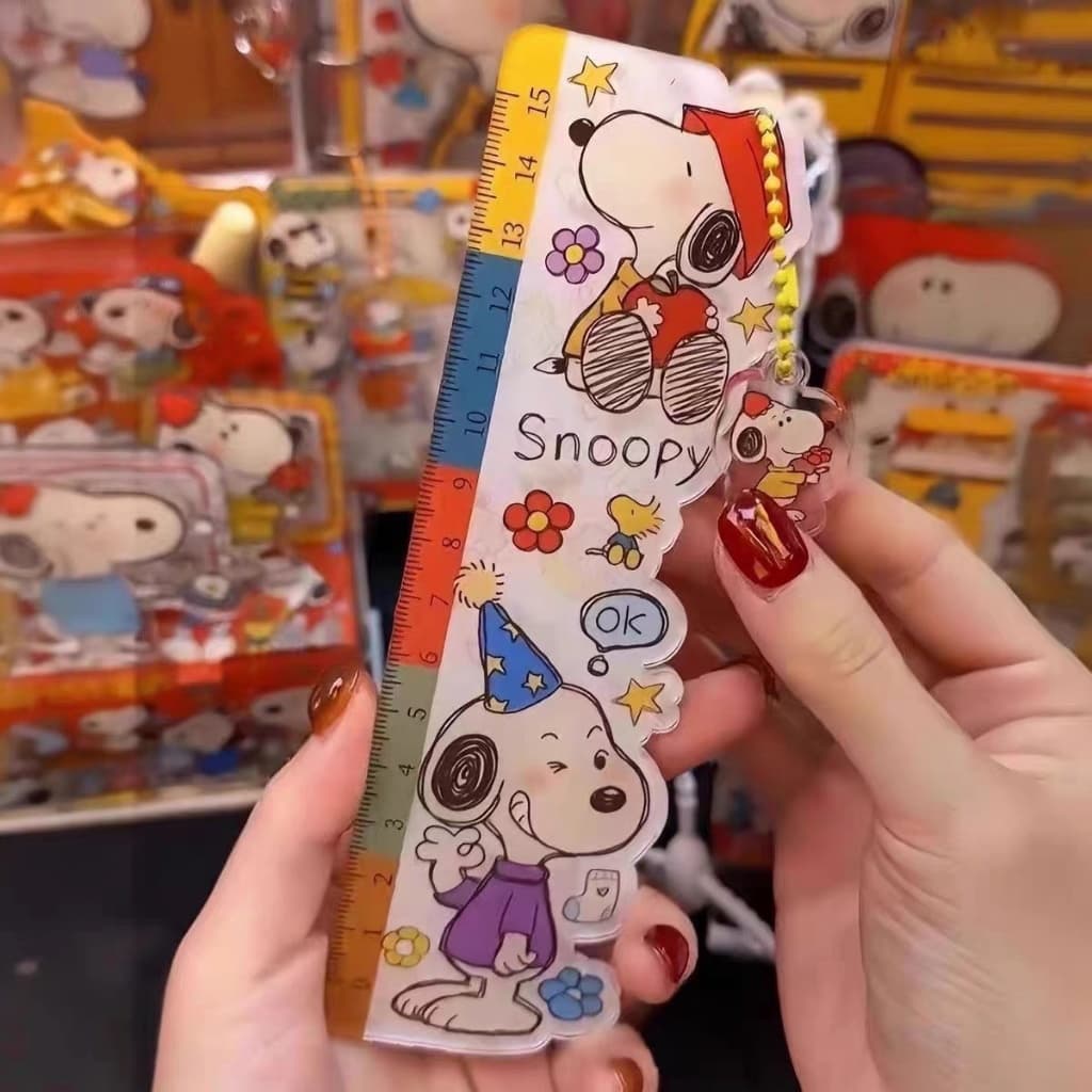 Desenho animado Snoopy Régua Estilo Japonês Dopamina Régua Pingente Papelaria Estudante Bolsa Fofa Pingente Decoração Pi