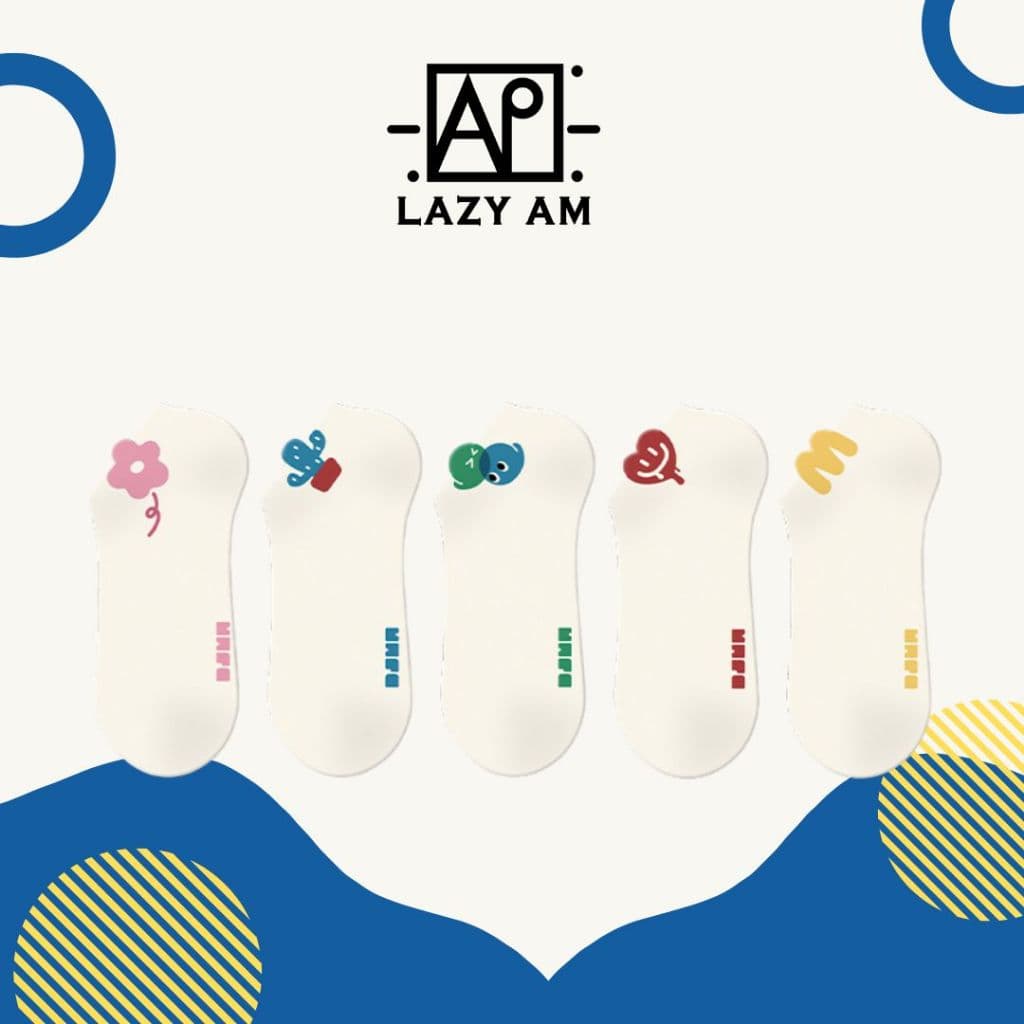 LAZYAM Meias Invisíveis Cartoon de Algodão Respirável Antiderrapantes e Confortáveis