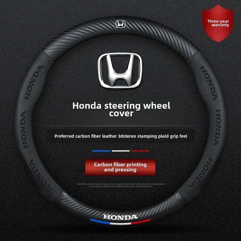 Capa De Volante De Fibra De Carbono Para Carro , Honda Accord BR-V City Civic CR Fit HR Jazz Inspire Insight