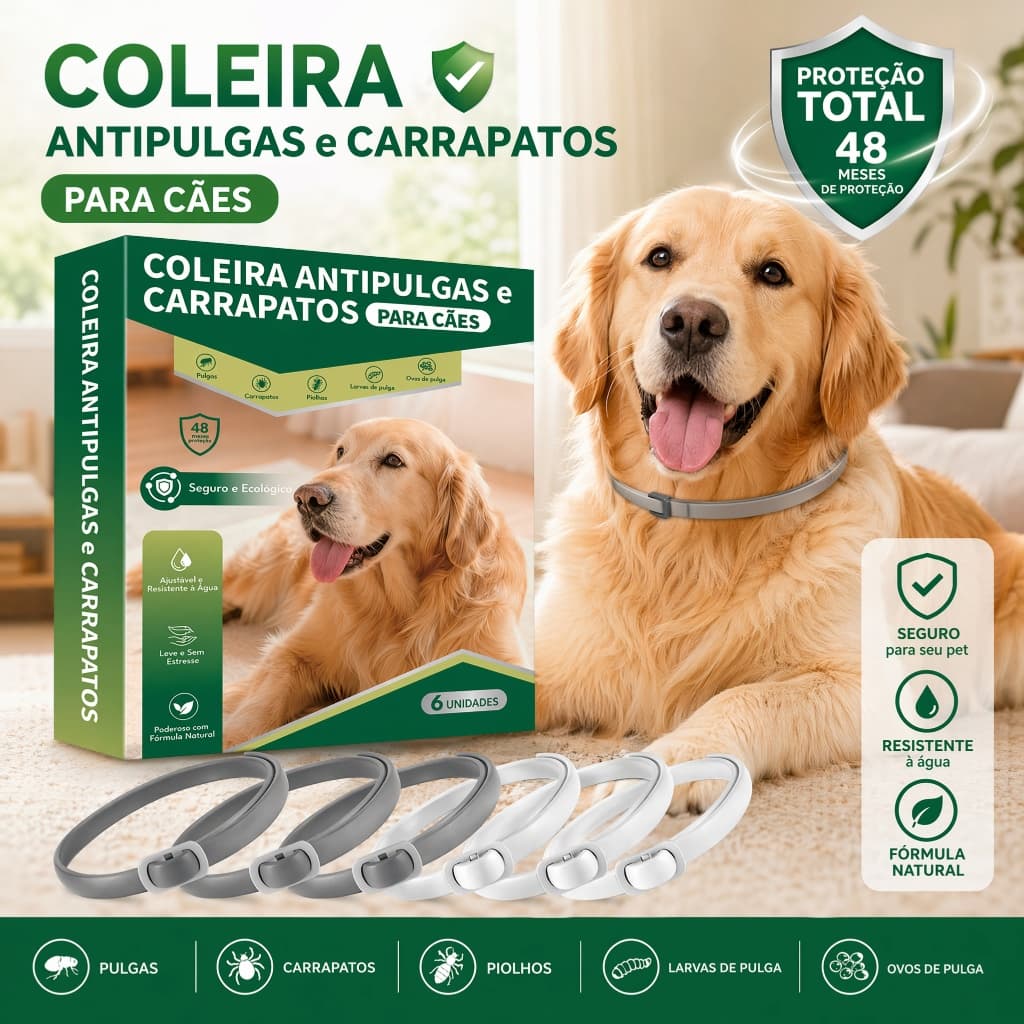 Pacote Com 6 Coleiras Contra Pulgas E Carrapatos – Proteção De Longa Duração À Prova D'água Para Cães Gatos