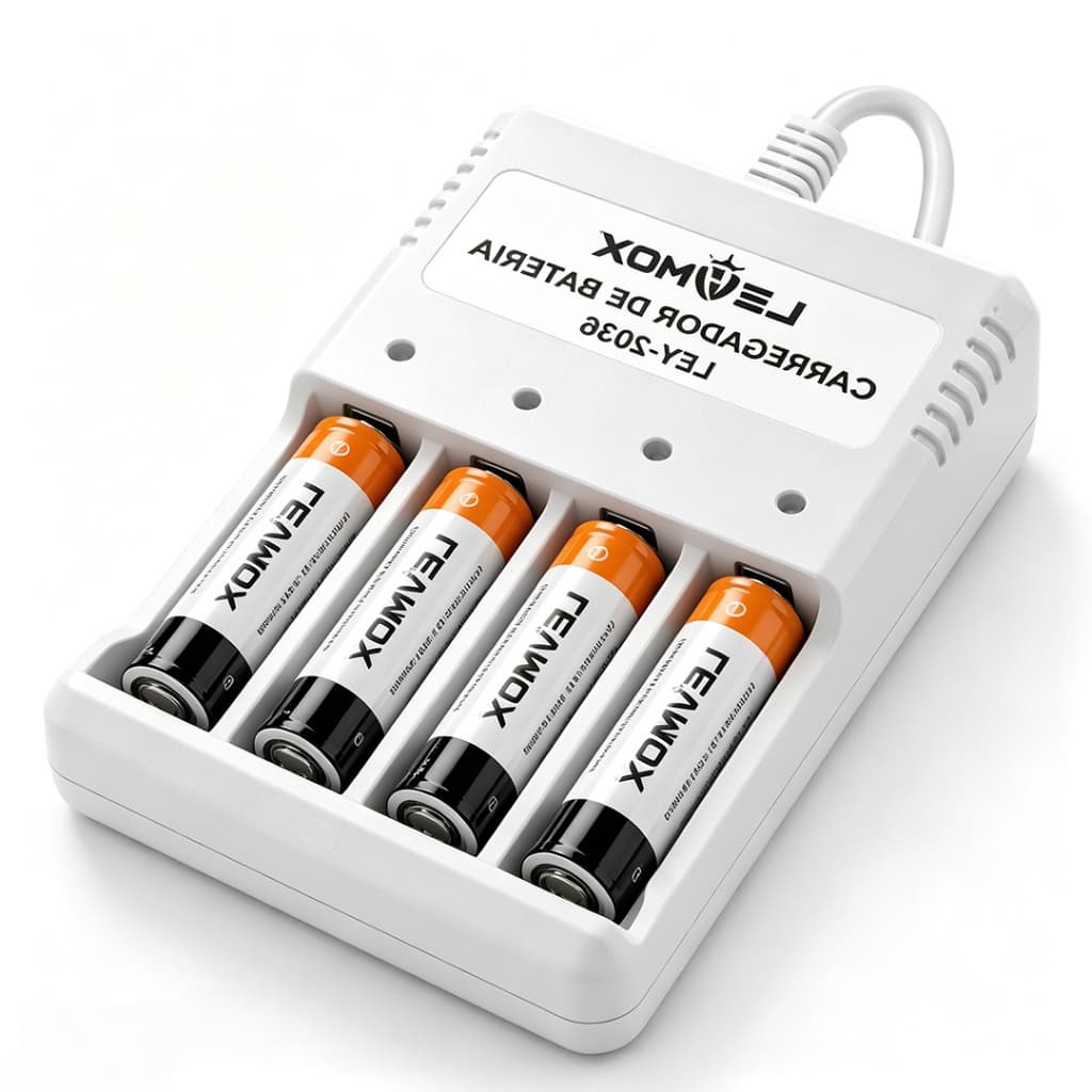 Carregador de Pilhas AA/AAA por USB 4 Slots com Proteção contra Sobrecarga para Baterias Recarregáveis