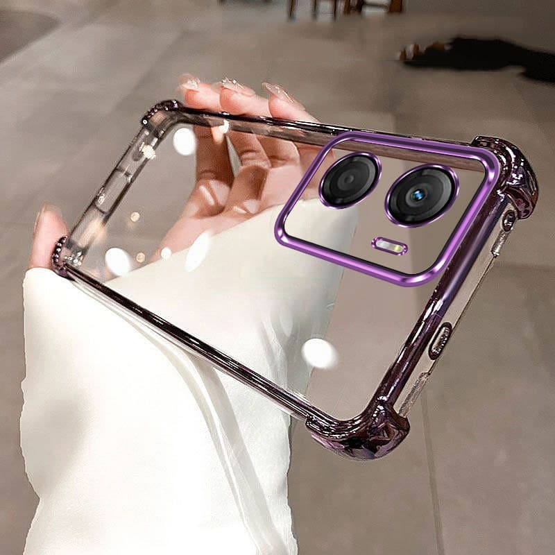 Capa Para Moto G06 G05 E15 De Silicone Transparente Revestida Com Almofada De Ar À Prova De Choque Macia